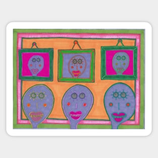 Three Faces With Portraits Sticker